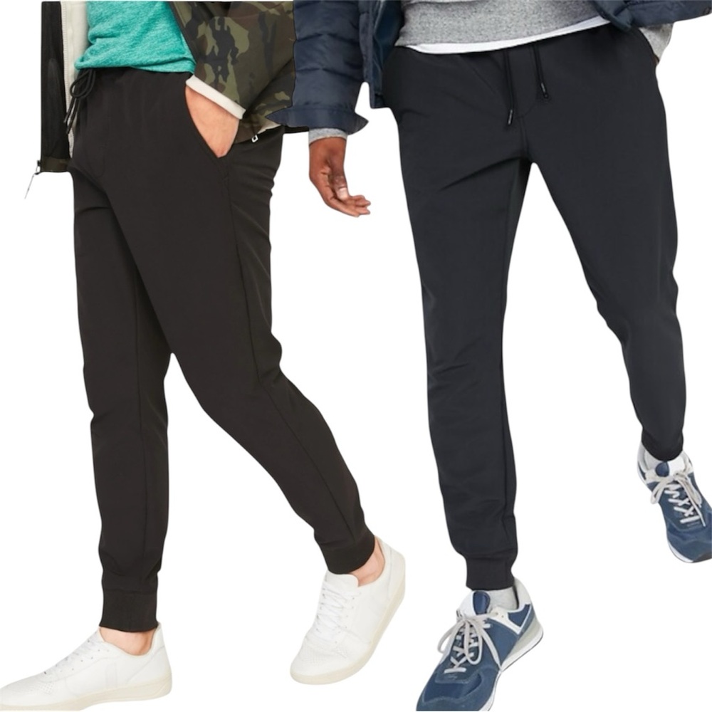 2 Pairs StretchTech Water-Repellent Jogger Pants for Men, Medium